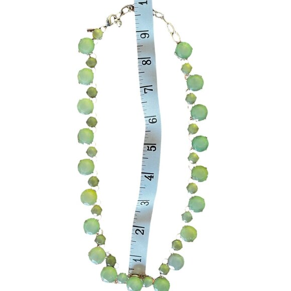Faceted Green Glass Stone Gold-Tone Necklace By Lane Bryant 20” - Picture 5 of 9